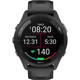 Garmin 010-02810-10 Forerunner 265 Smart Watch 46mm Black Bezel With Black Case and Black/Powder Gray Silicone Band