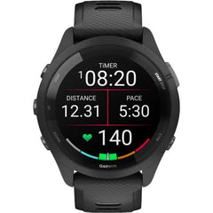 Garmin 010-02810-10 Forerunner 265 Smart Watch 46mm Black Bezel With Black Case and Black/Powder Gray Silicone Band