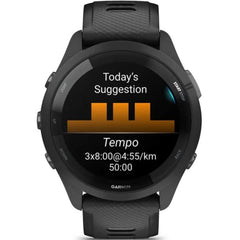 Garmin 010-02810-10 Forerunner 265 Smart Watch 46mm Black Bezel With Black Case and Black/Powder Gray Silicone Band