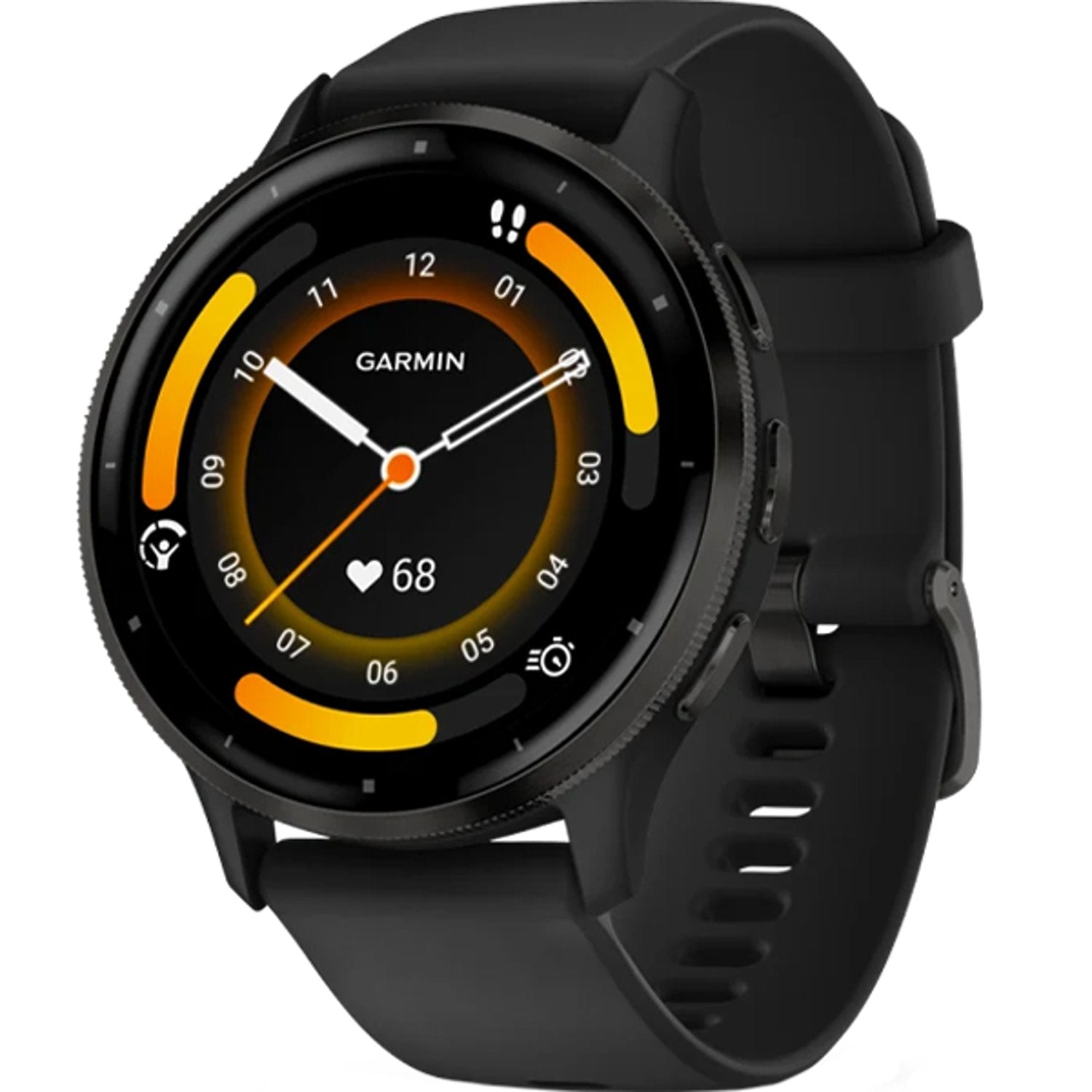 Garmin Venu 3 GPS Smartwatch Slate Stainless Steel Bezel With Black Case and Silicone Band 45mm 010-02784-01