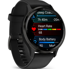Garmin Venu 3 GPS Smartwatch Slate Stainless Steel Bezel With Black Case and Silicone Band 45mm 010-02784-01