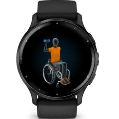 Garmin Venu 3 GPS Smartwatch Slate Stainless Steel Bezel With Black Case and Silicone Band 45mm 010-02784-01