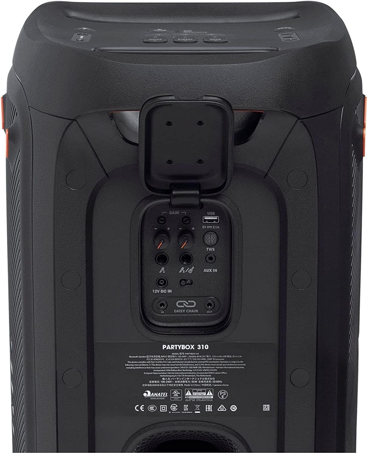 JBL Partybox 310 Portable Bluetooth Party Speaker with 240W Monstrous JBL Pro Sound | Telescopic Handle & Wheels with Guitar & Mic Support