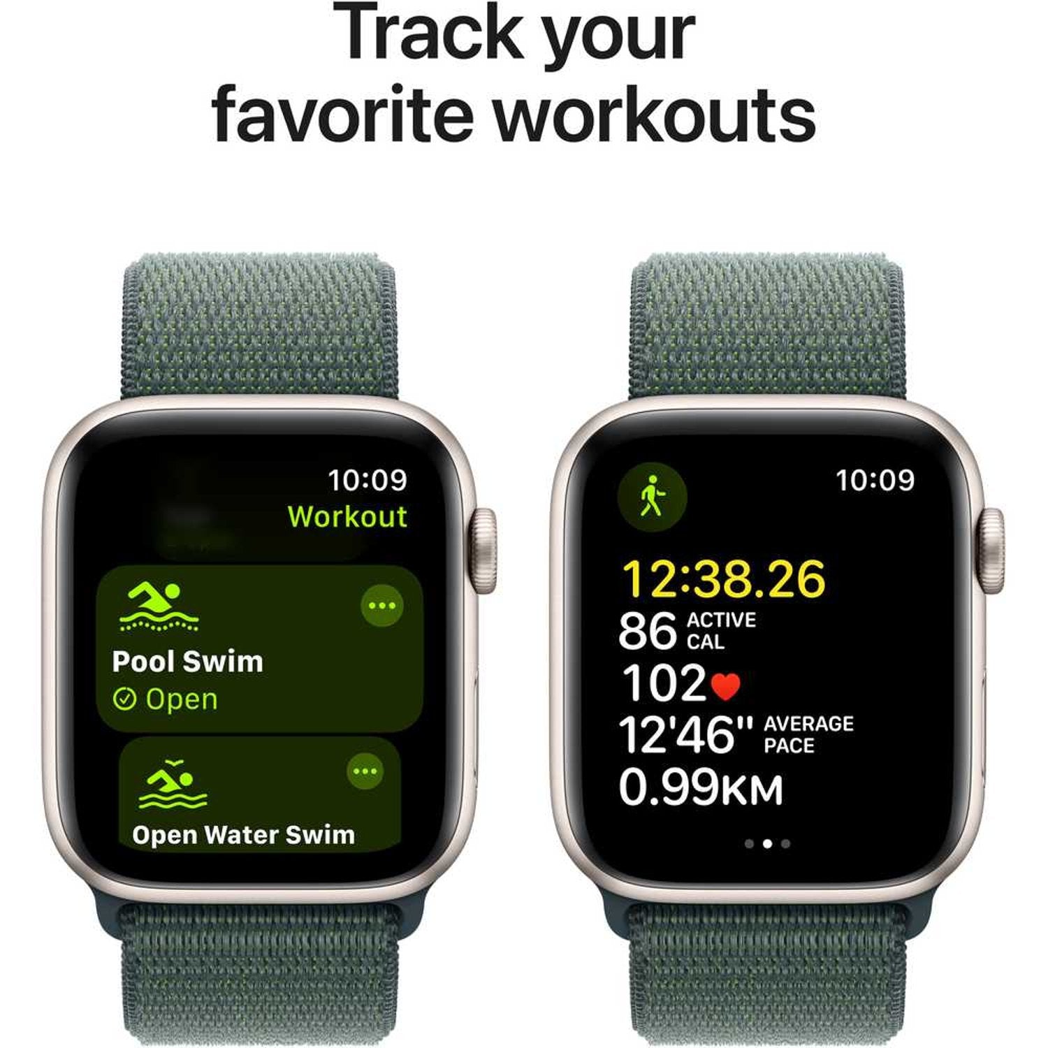 Apple Watch SE (2024) GPS 40mm – Starlight Aluminum Case & Lake Green Sport Loop UAE