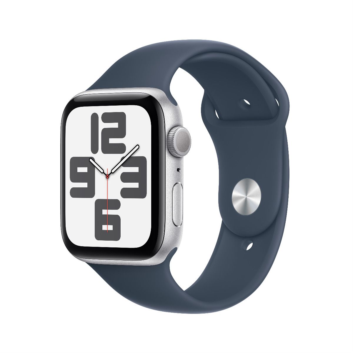 Apple Watch SE GPS 44mm Silver Aluminum Case with Storm Blue Sport Band - M/L