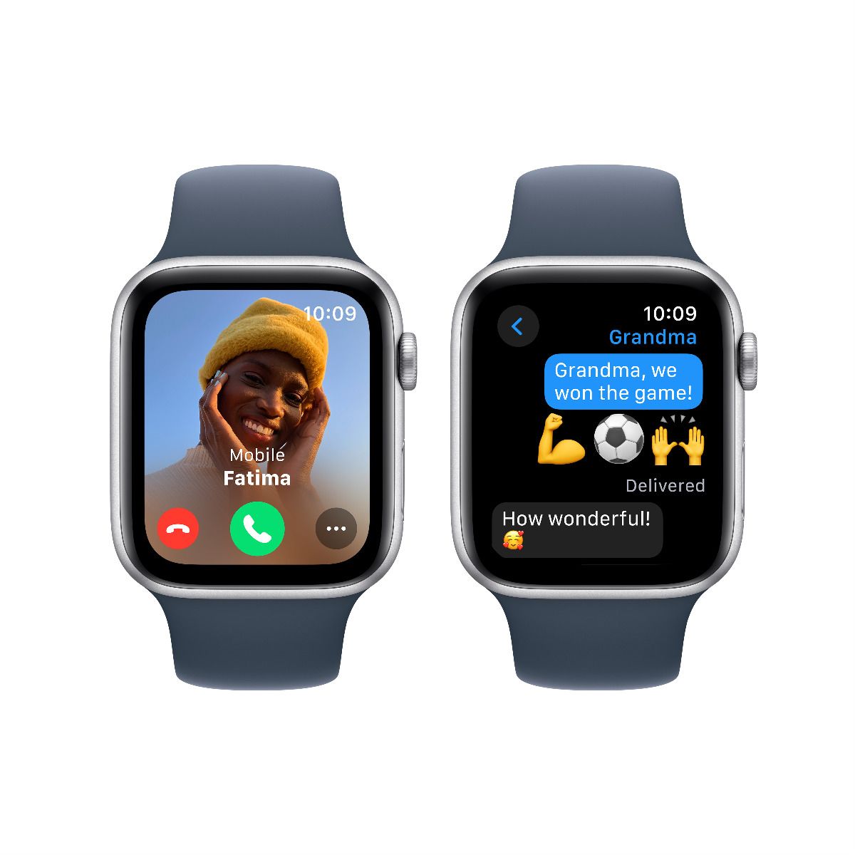 Apple Watch SE GPS 44mm Silver Aluminum Case with Storm Blue Sport Band - M/L