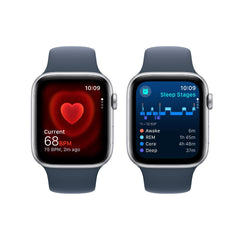 Apple Watch SE GPS 44mm Silver Aluminum Case with Storm Blue Sport Band - M/L