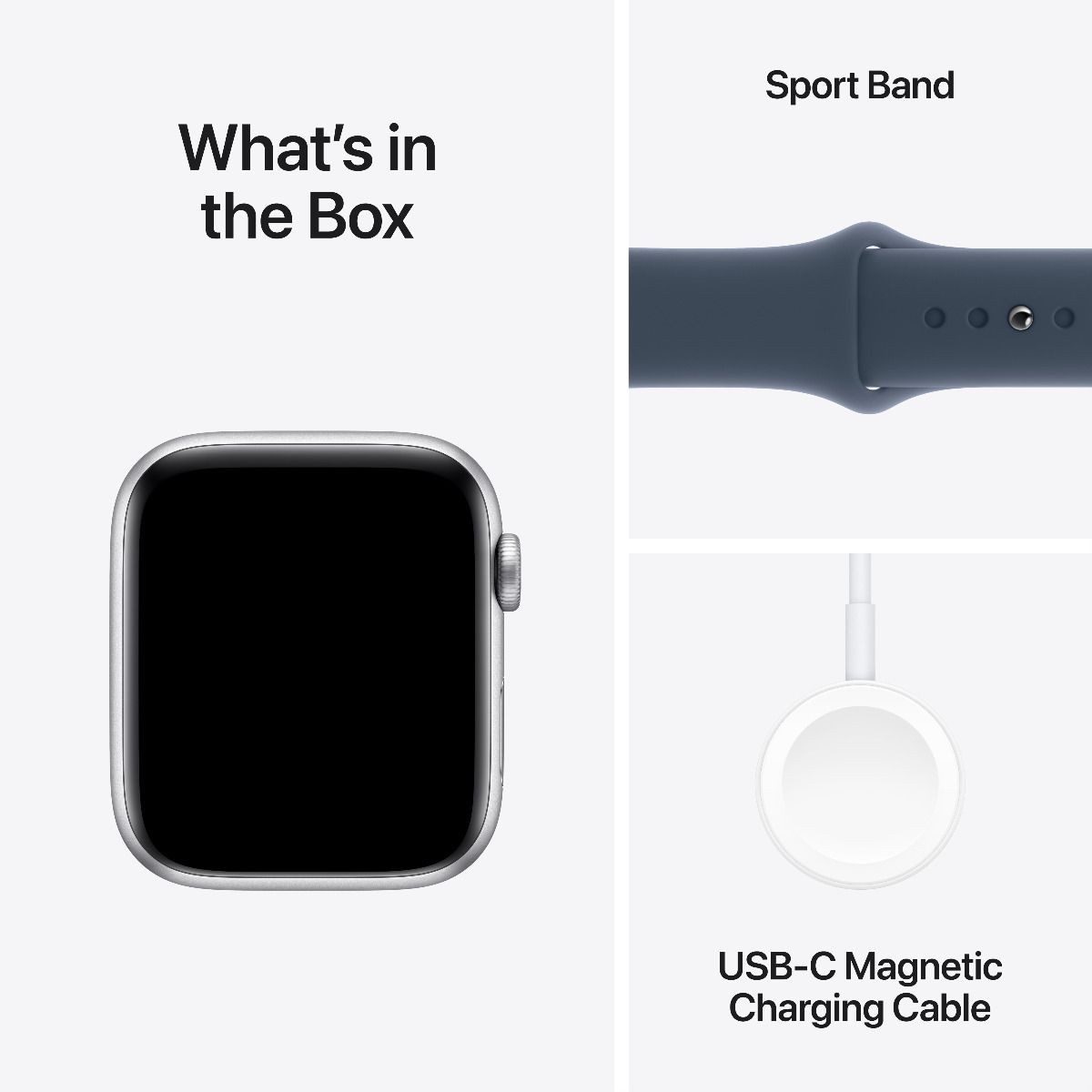 Apple Watch SE GPS 44mm Silver Aluminum Case with Storm Blue Sport Band - M/L