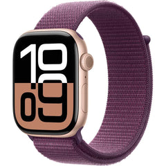 Apple Watch Series 10 GPS 46mm – Rose Gold Aluminum Case & Plum Sport Loop UAE