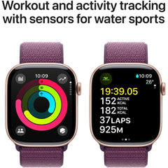 Apple Watch Series 10 GPS + Cellular 42mm – Rose Gold Aluminum Case & Plum Sport Loop UAE