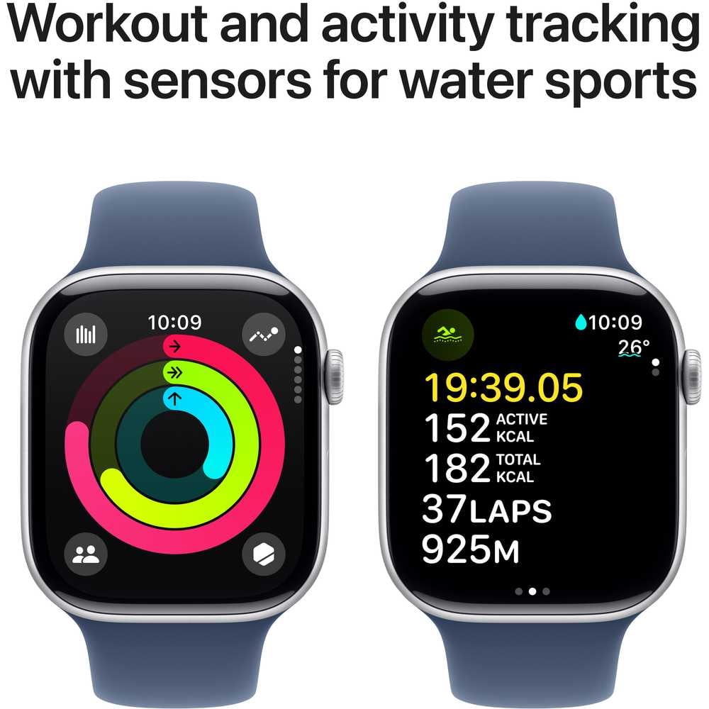 Apple Watch Series 10 GPS 46mm – Silver Aluminum Case & Denim Sport Band S/M UAE
