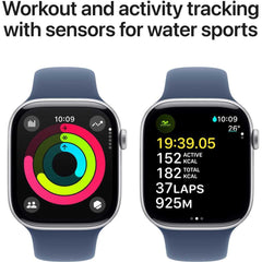Apple Watch Series 10 GPS 46mm – Silver Aluminum Case & Denim Sport Band S/M UAE