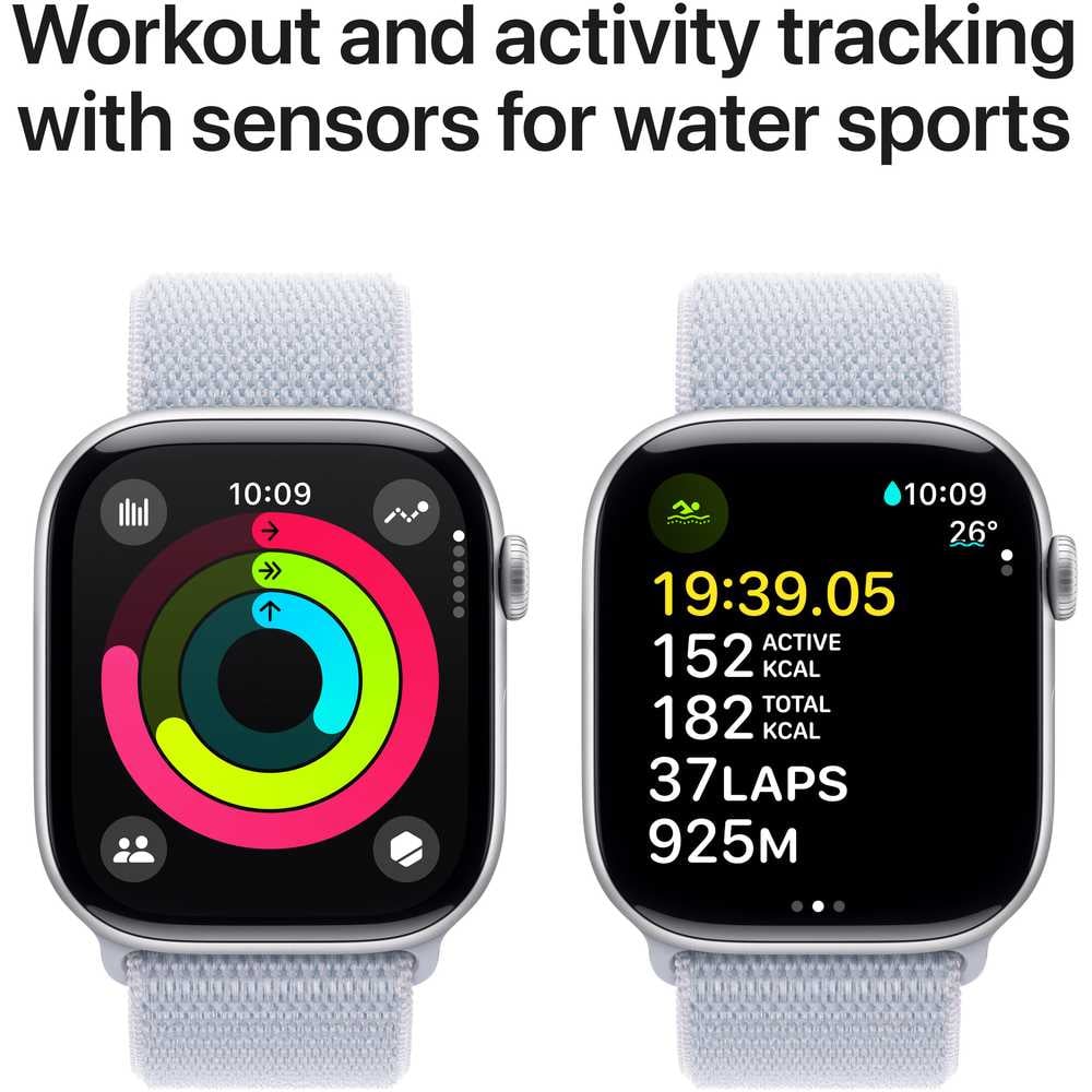 Apple Watch Series 10 GPS + Cellular 46mm – Silver Aluminum Case & Blue Cloud Sport Loop UAE