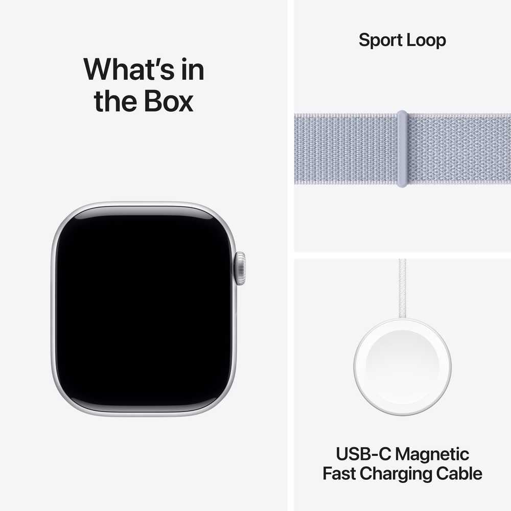 Apple Watch Series 10 GPS + Cellular 46mm – Silver Aluminum Case & Blue Cloud Sport Loop UAE