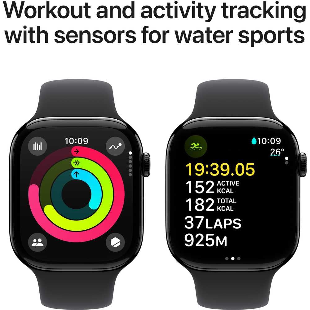 Apple Watch Series 10 GPS + Cellular 46mm – Jet Black Aluminum Case & Black Sport Band UAE