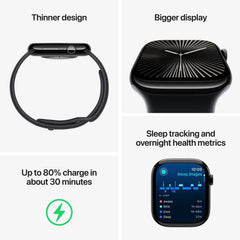 Apple Watch Series 10 GPS + Cellular 46mm – Slate Titanium Case & Black Milanese Loop S/M UAE