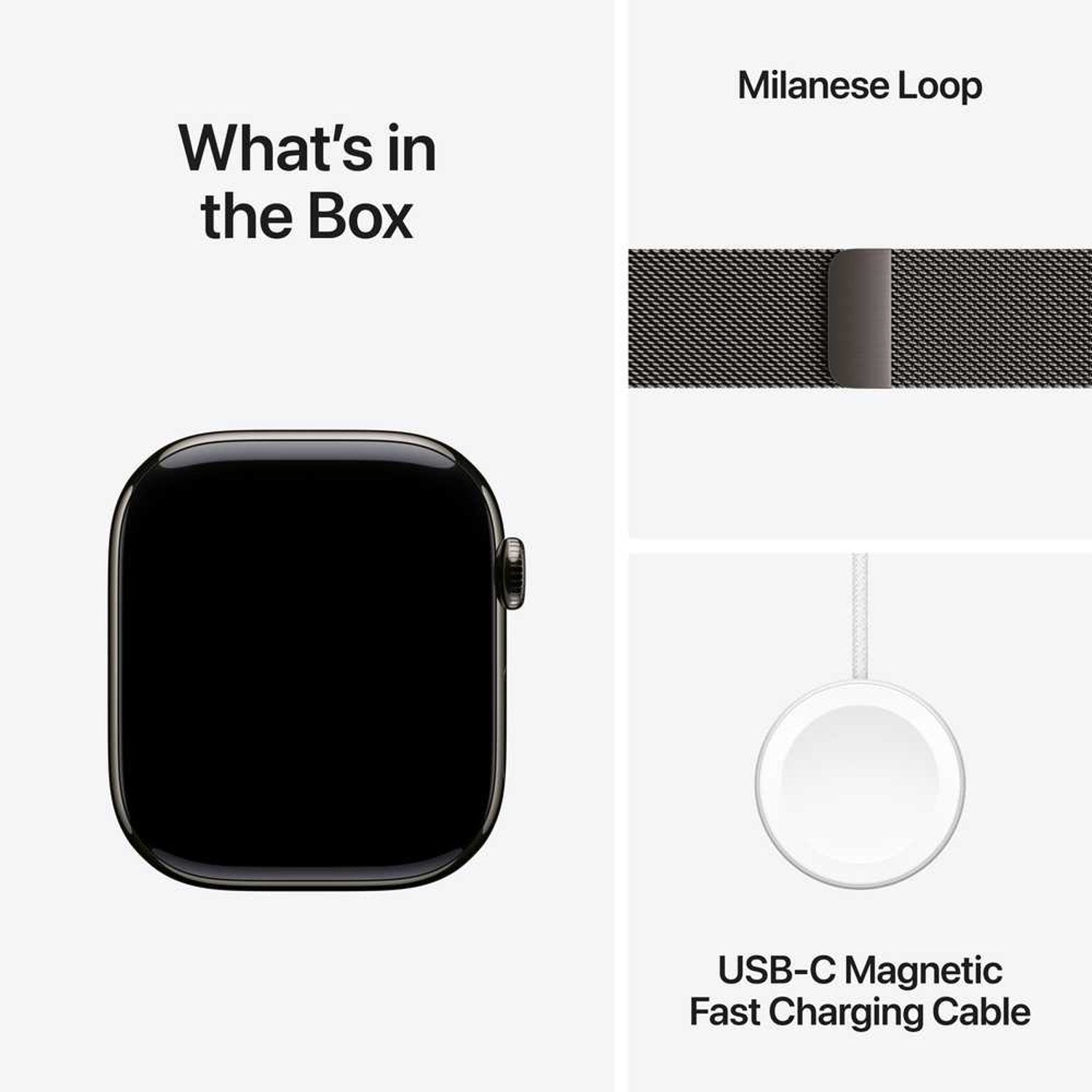 Apple Watch Series 10 GPS + Cellular 46mm – Slate Titanium Case & Black Milanese Loop S/M UAE