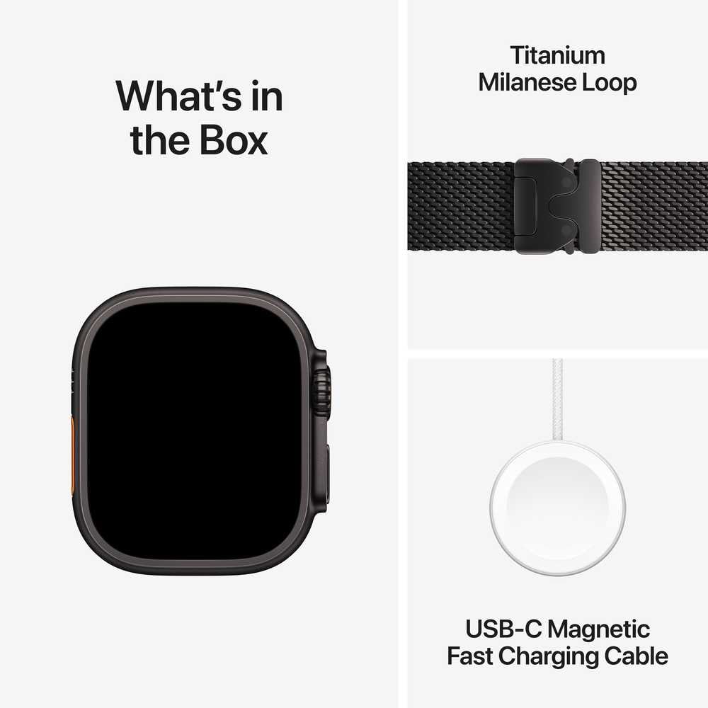 Apple Watch Ultra 2 GPS + Cellular 49mm – Black Titanium Case & Black Milanese Loop M UAE
